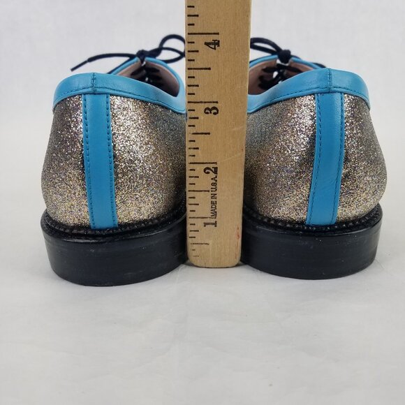 Opening Ceremony Oxfords Women's 9.5 EU 41 Blue Silver Glitter Lace Up Loafers - Picture 15 of 15
